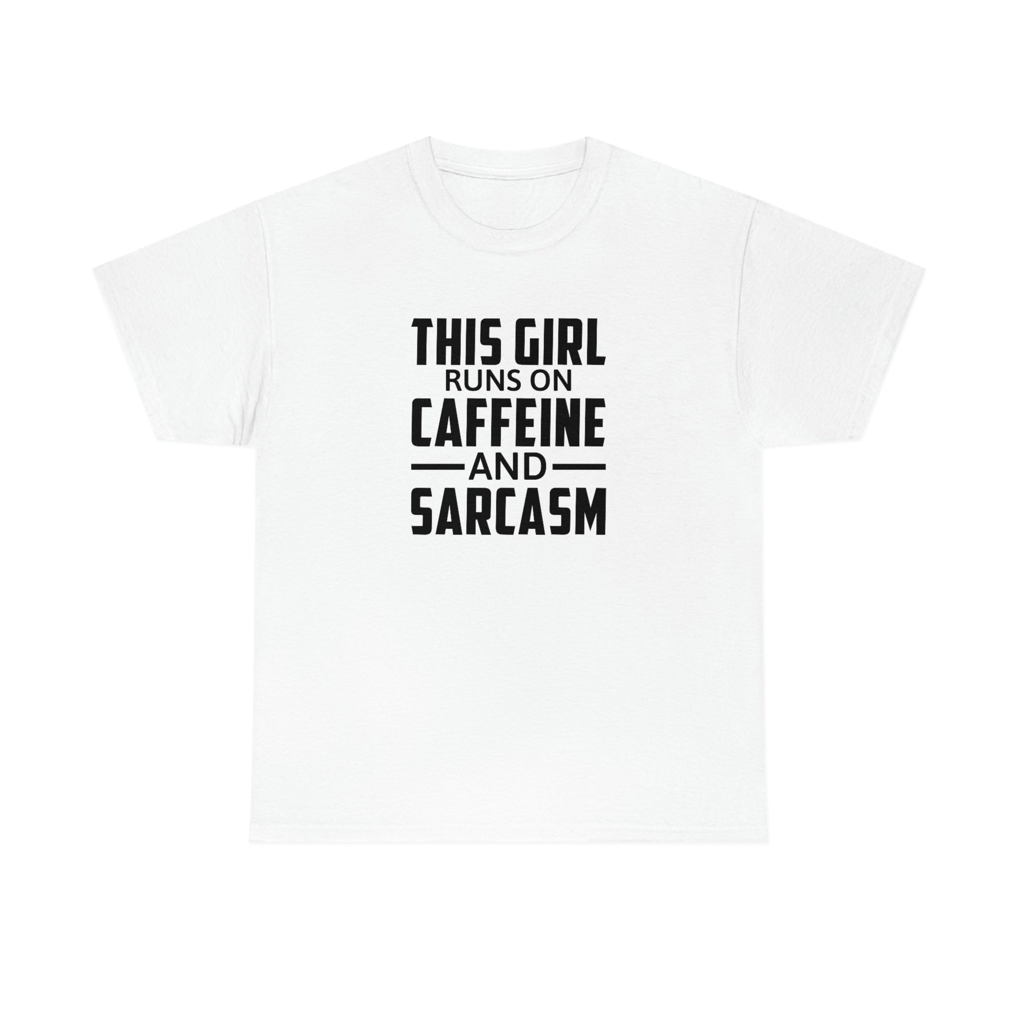This Girl Runs on Caffeine & Sarcasm Cotton Tee T-Shirt Pink Sweetheart