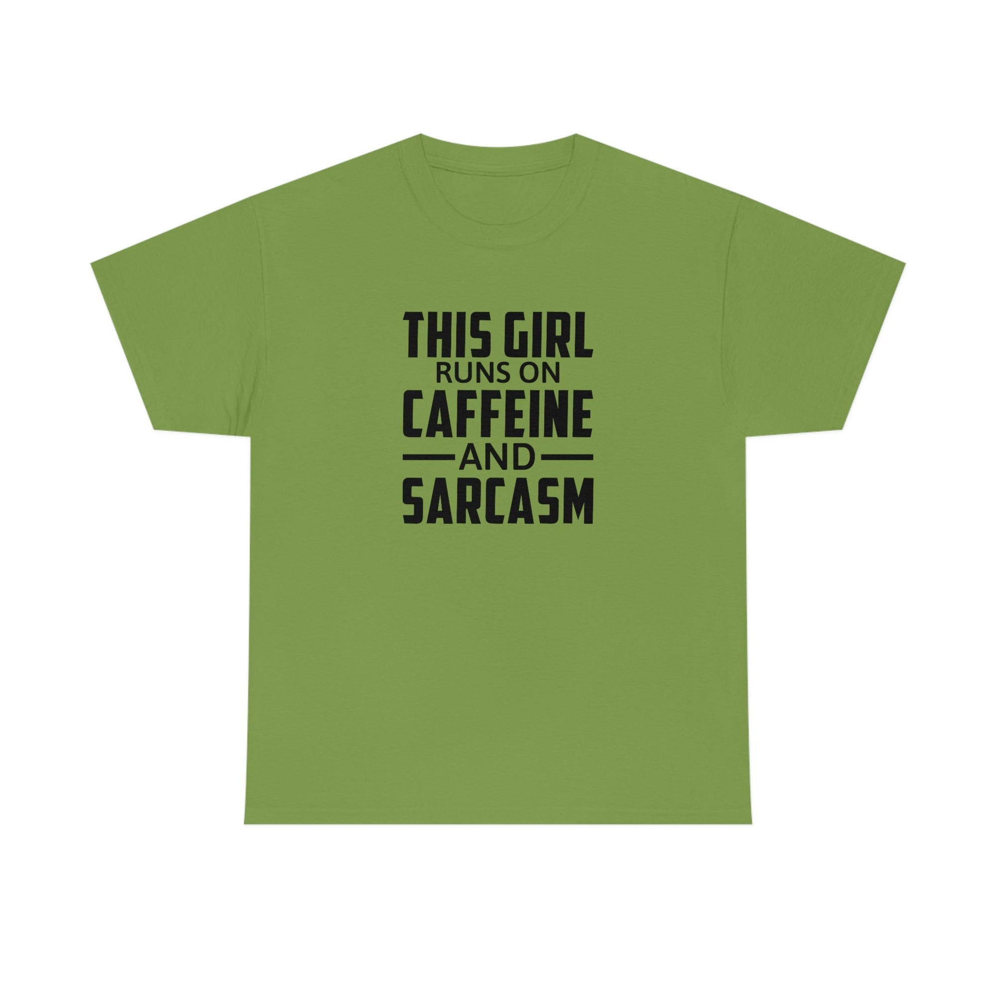 This Girl Runs on Caffeine & Sarcasm Cotton Tee T-Shirt Pink Sweetheart