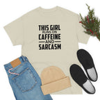 This Girl Runs on Caffeine & Sarcasm Cotton Tee T-Shirt Pink Sweetheart