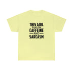 This Girl Runs on Caffeine & Sarcasm Cotton Tee T-Shirt Pink Sweetheart