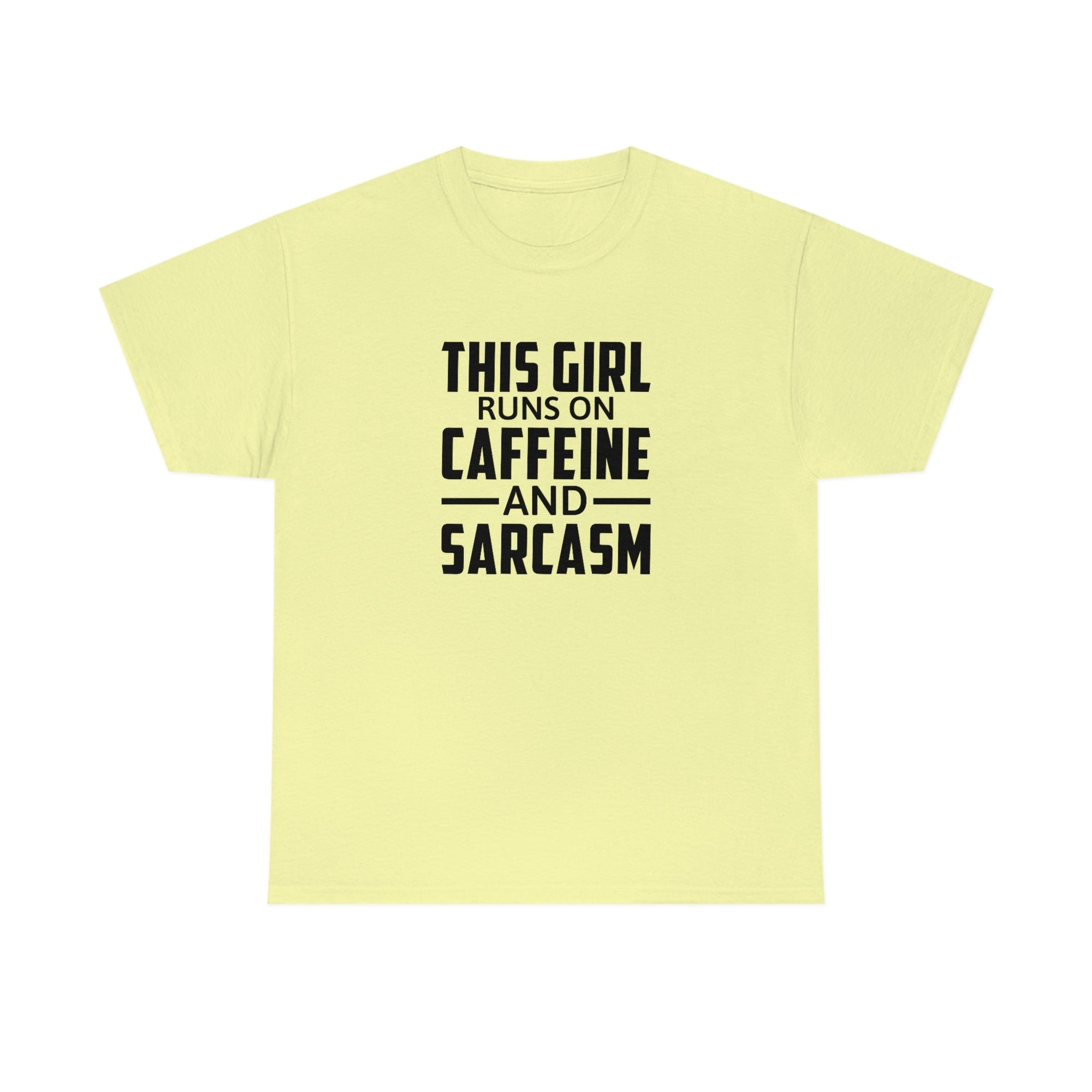 This Girl Runs on Caffeine & Sarcasm Cotton Tee T-Shirt Pink Sweetheart