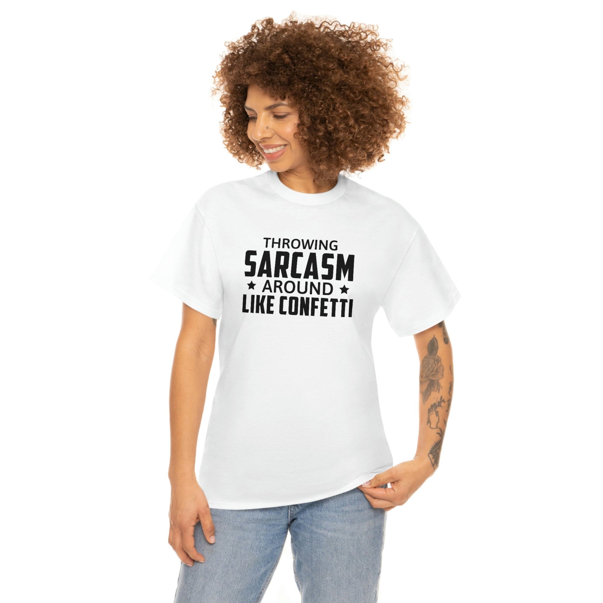 Throwing Sarcasm Like Confetti Cotton Tee T-Shirt Pink Sweetheart