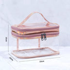 Transparent 2-Layer Clear Jelly Makeup Bag Cosmetic & Toiletry Bags Pink Sweetheart