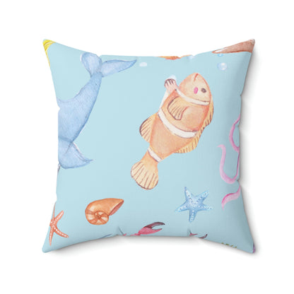 Under the Sea Square Pillow Home Decor Pink Sweetheart