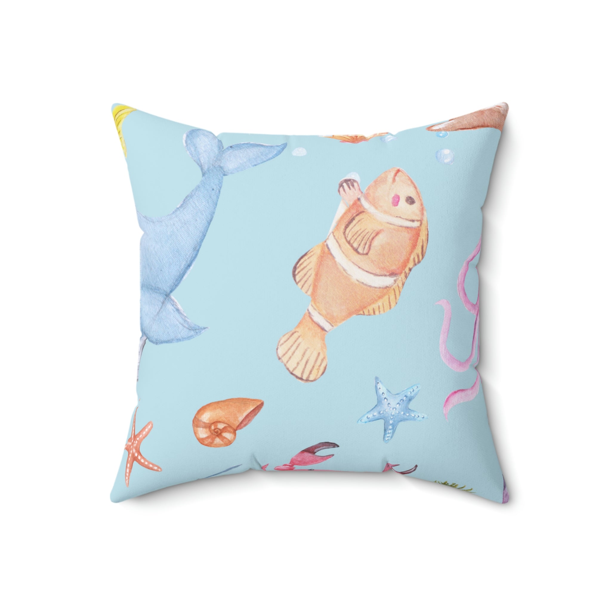 Under the Sea Square Pillow Home Decor Pink Sweetheart