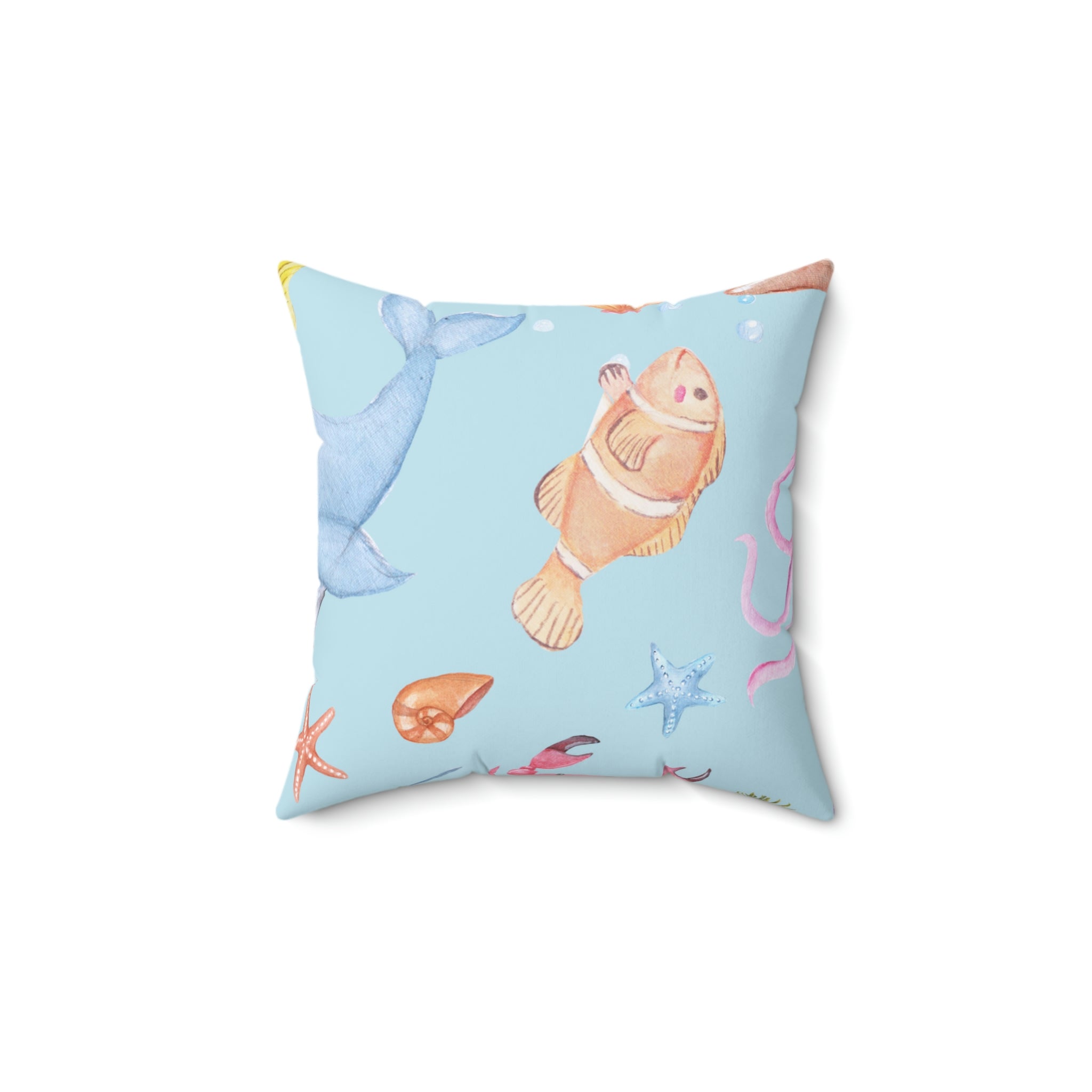 Under the Sea Square Pillow Home Decor Pink Sweetheart