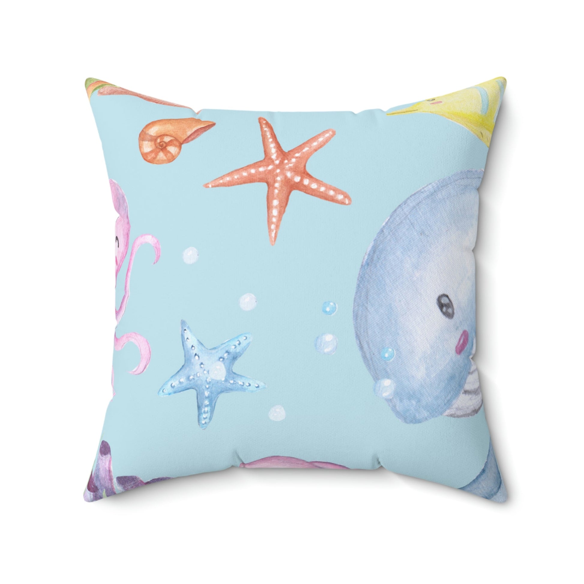 Under the Sea Square Pillow Home Decor Pink Sweetheart