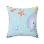 Under the Sea Square Pillow Home Decor Pink Sweetheart