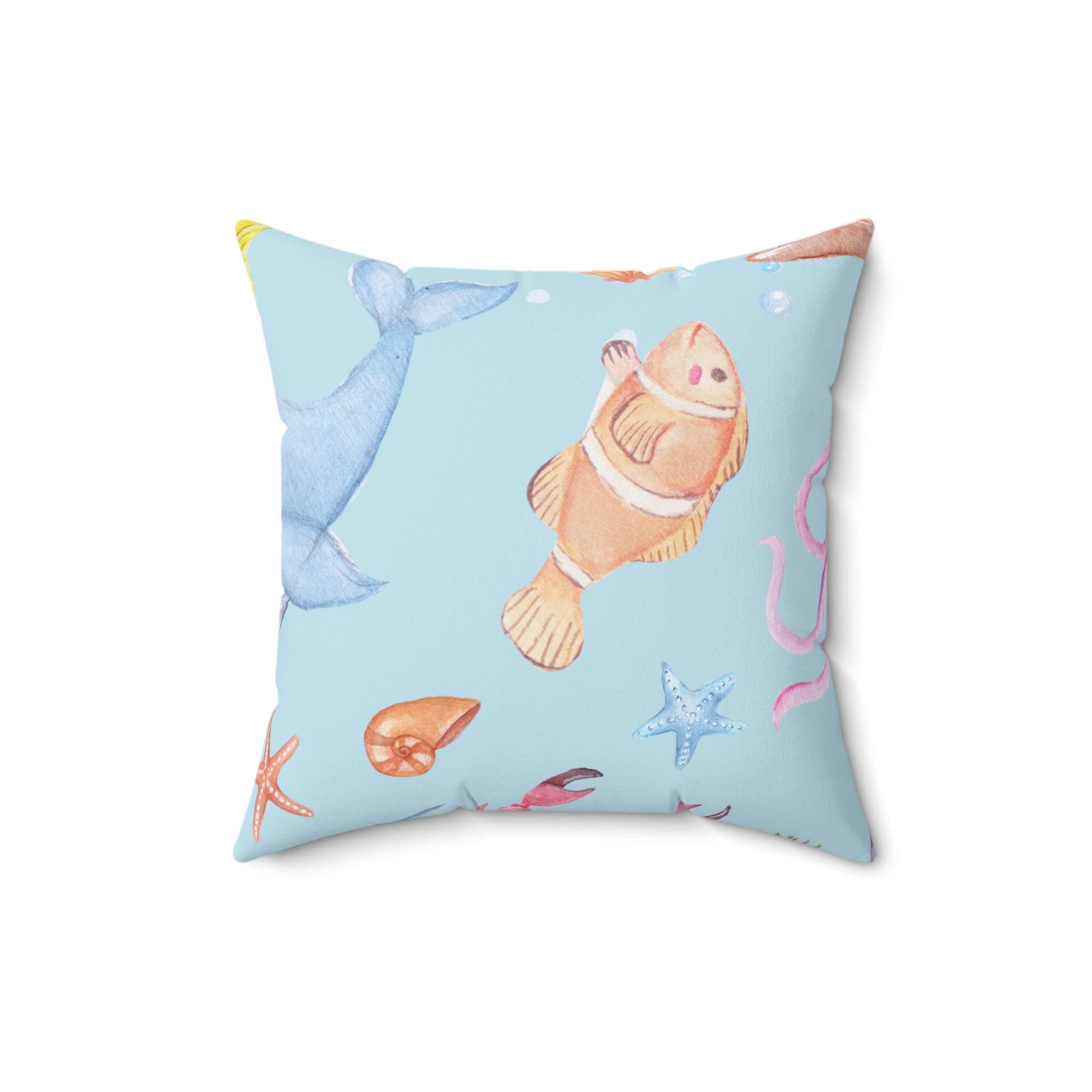 Under the Sea Square Pillow Home Decor Pink Sweetheart