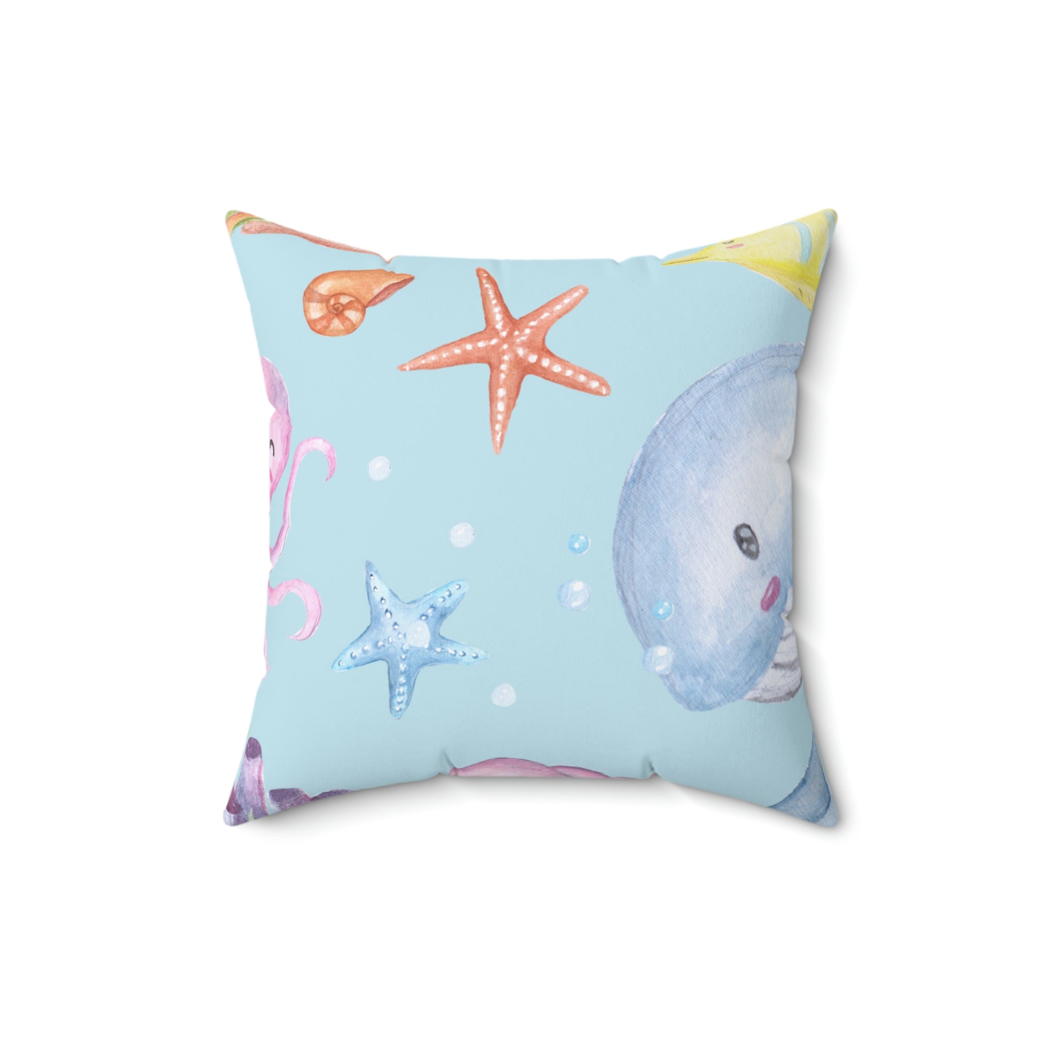 Under the Sea Square Pillow Home Decor Pink Sweetheart