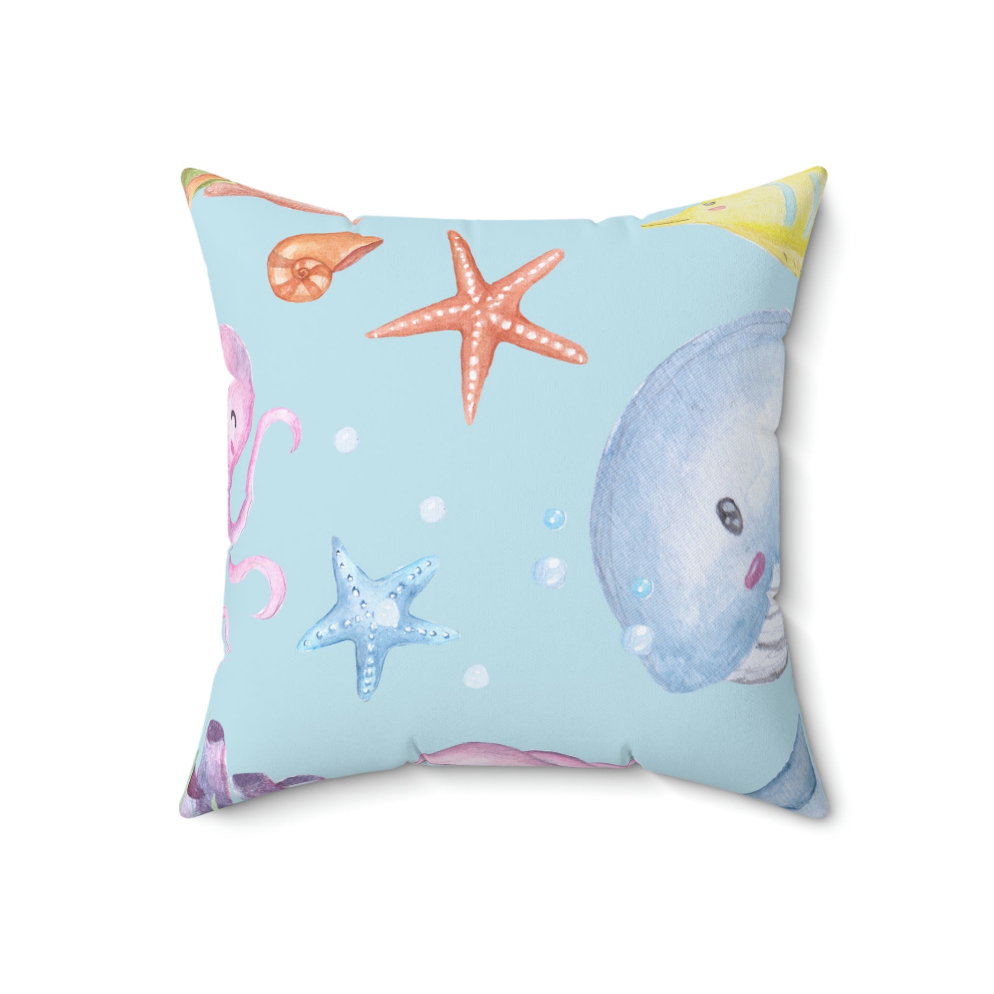 Under the Sea Square Pillow Home Decor Pink Sweetheart