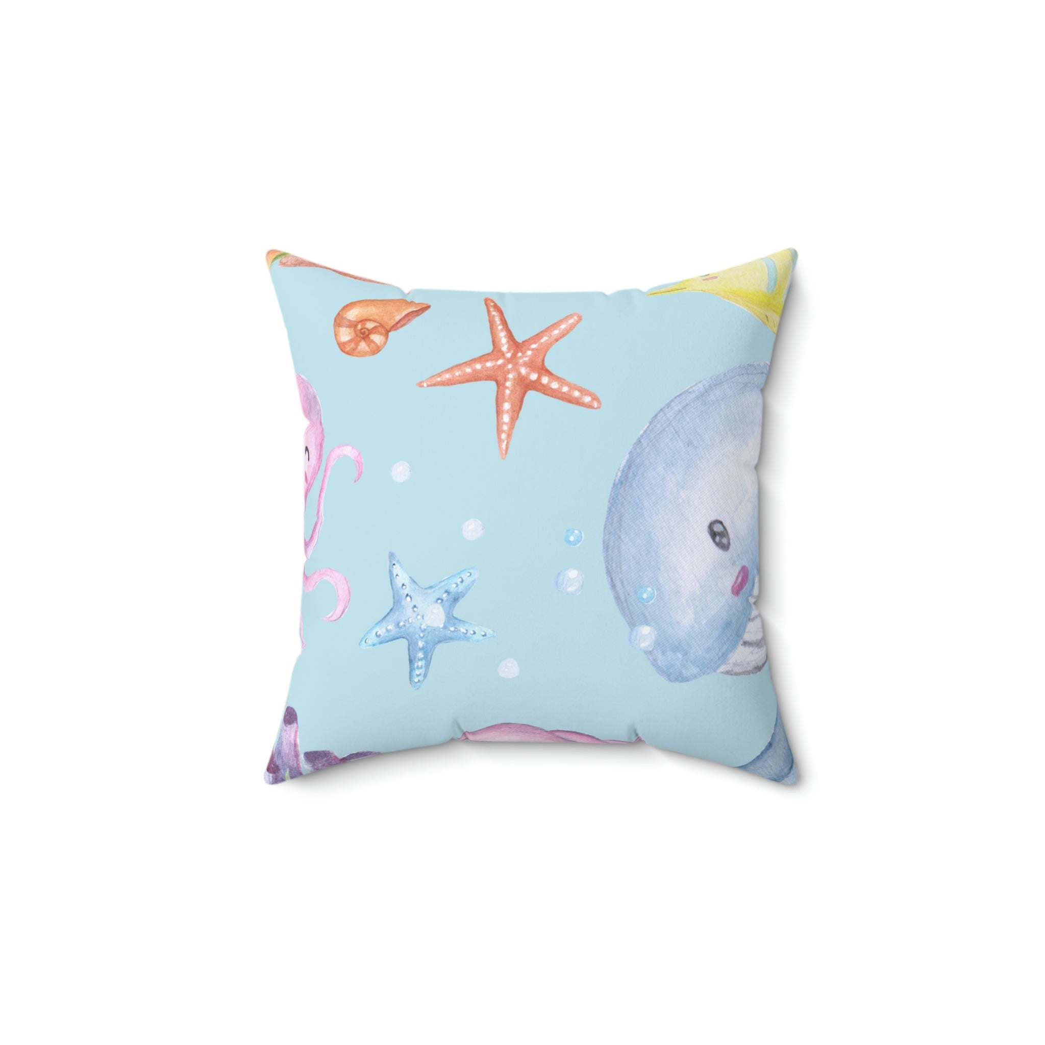 Under the Sea Square Pillow Home Decor Pink Sweetheart