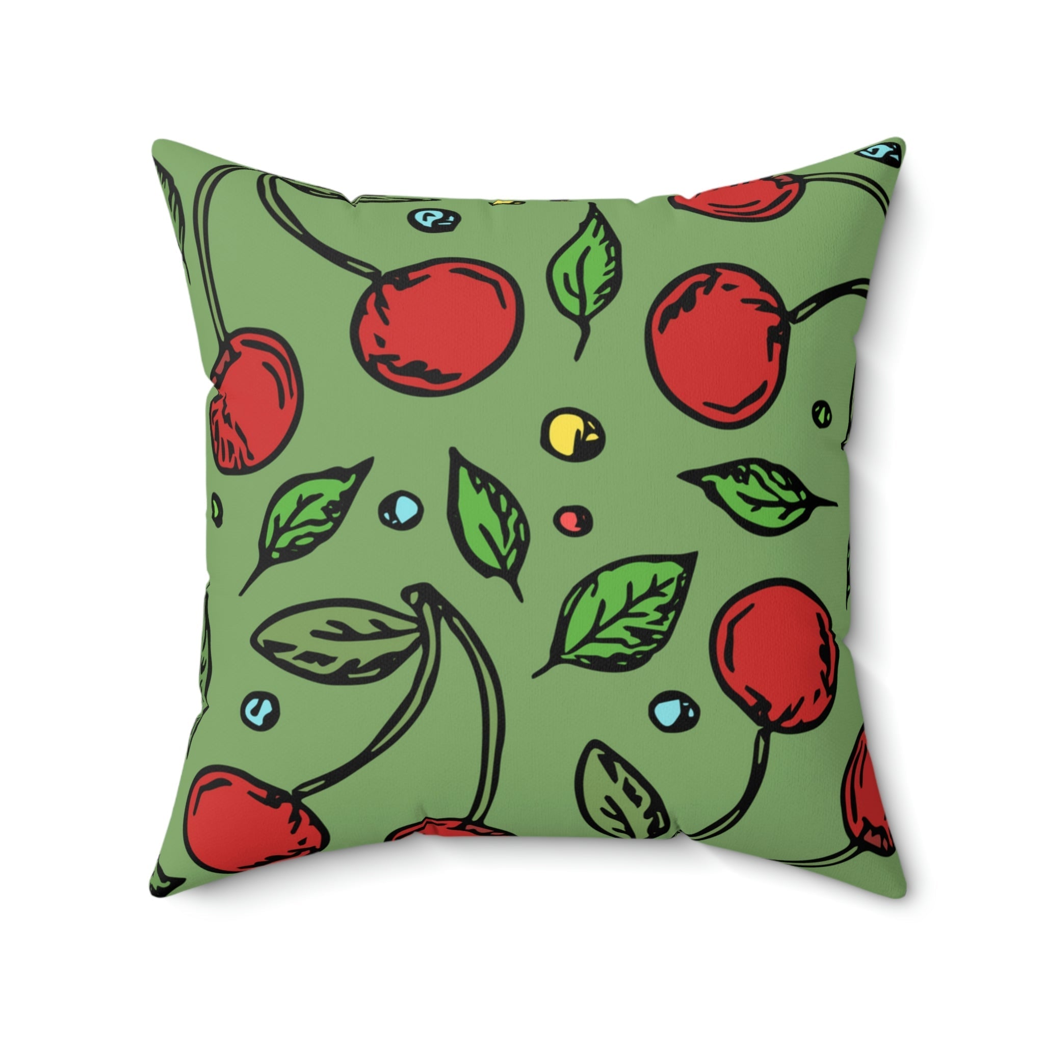 Vintage Cherries Square Pillow Home Decor Pink Sweetheart