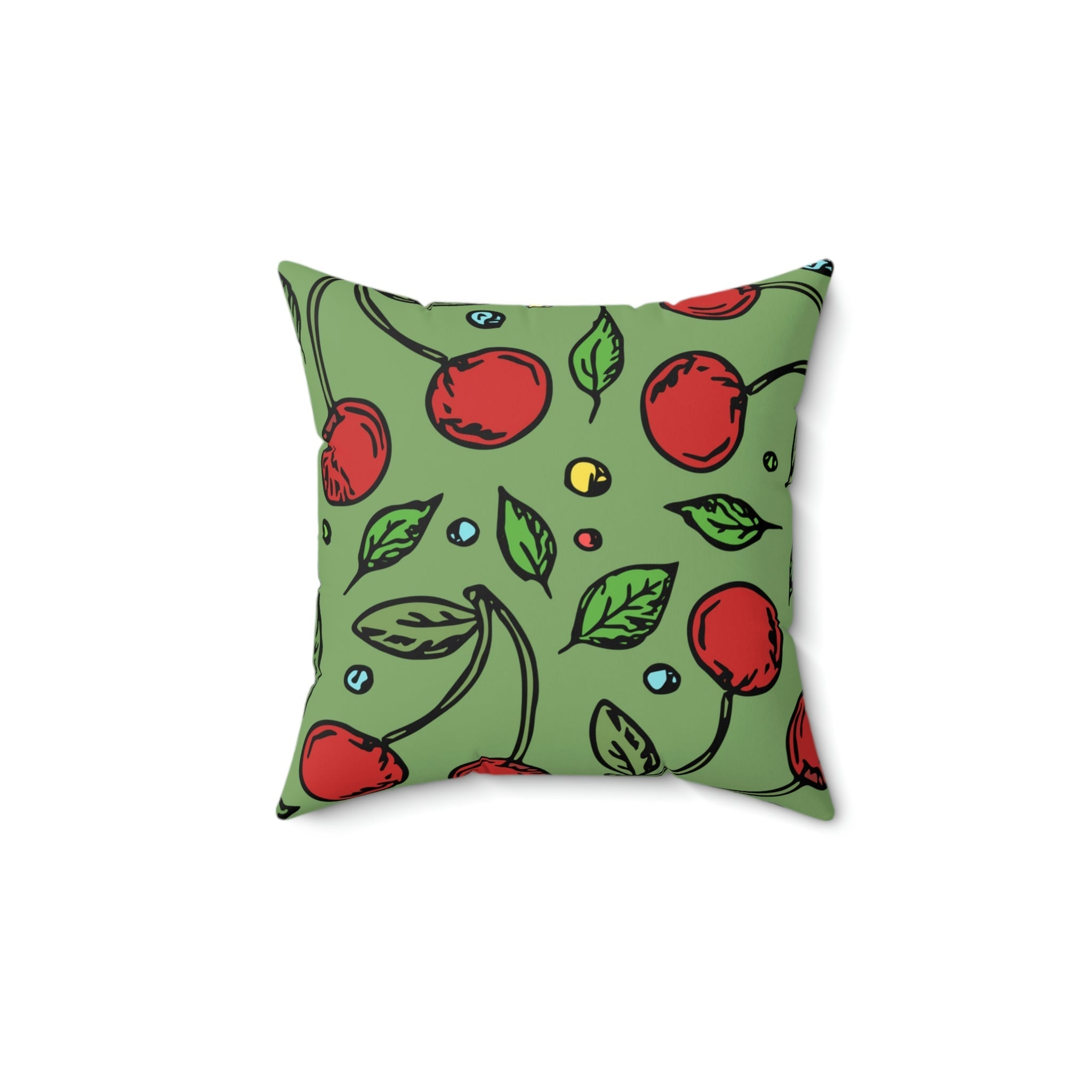 Vintage Cherries Square Pillow Home Decor Pink Sweetheart