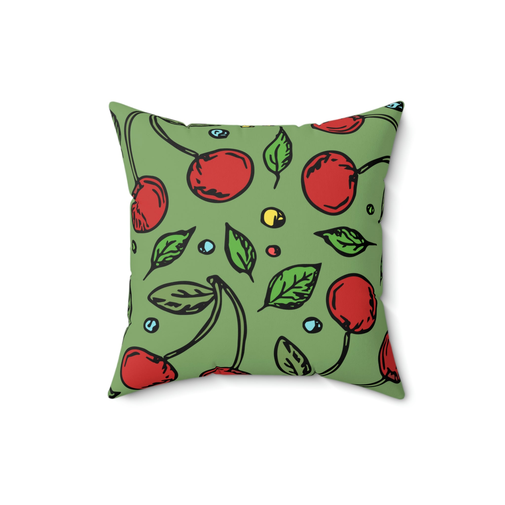 Vintage Cherries Square Pillow Home Decor Pink Sweetheart