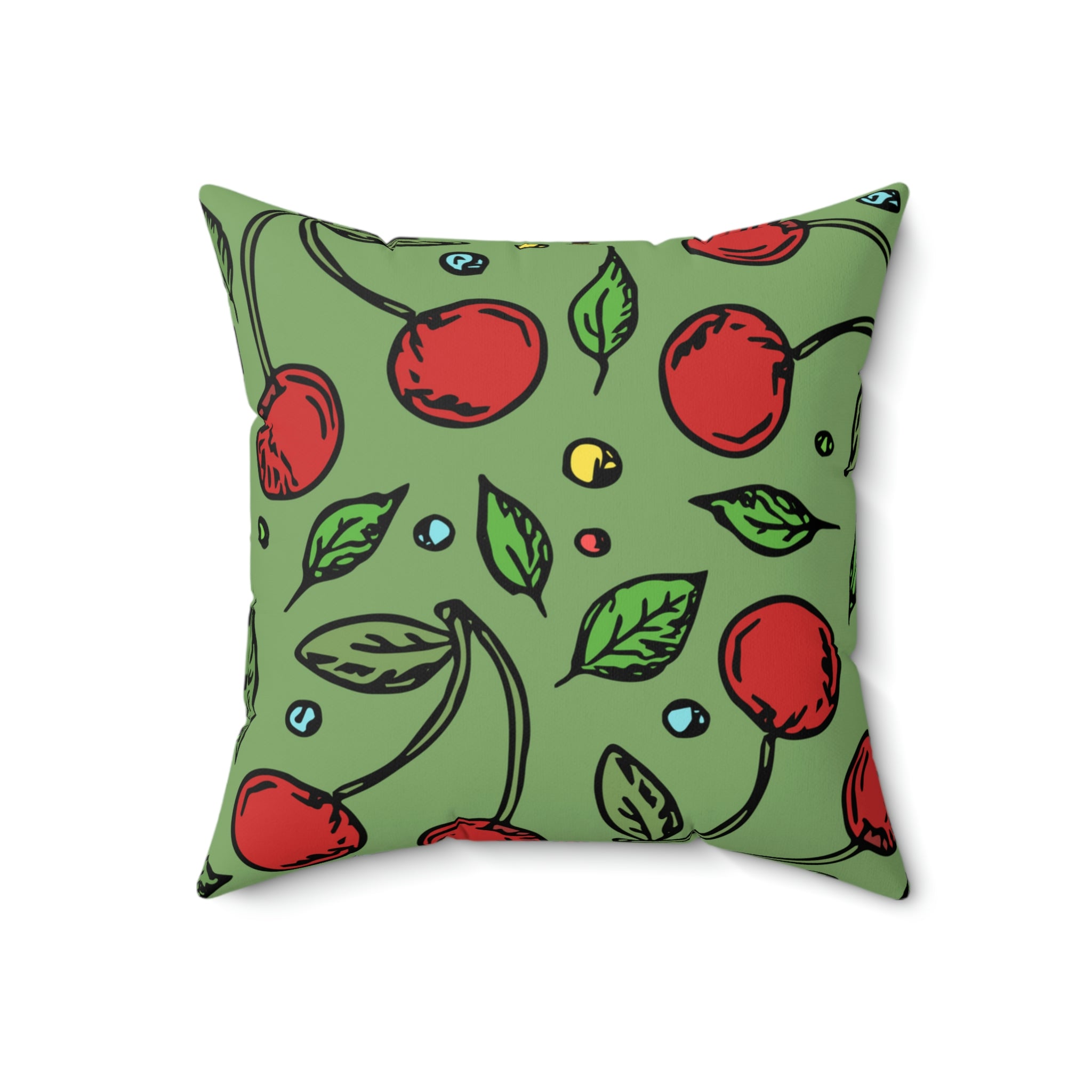 Vintage Cherries Square Pillow Home Decor Pink Sweetheart