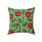 Vintage Cherries Square Pillow Home Decor Pink Sweetheart