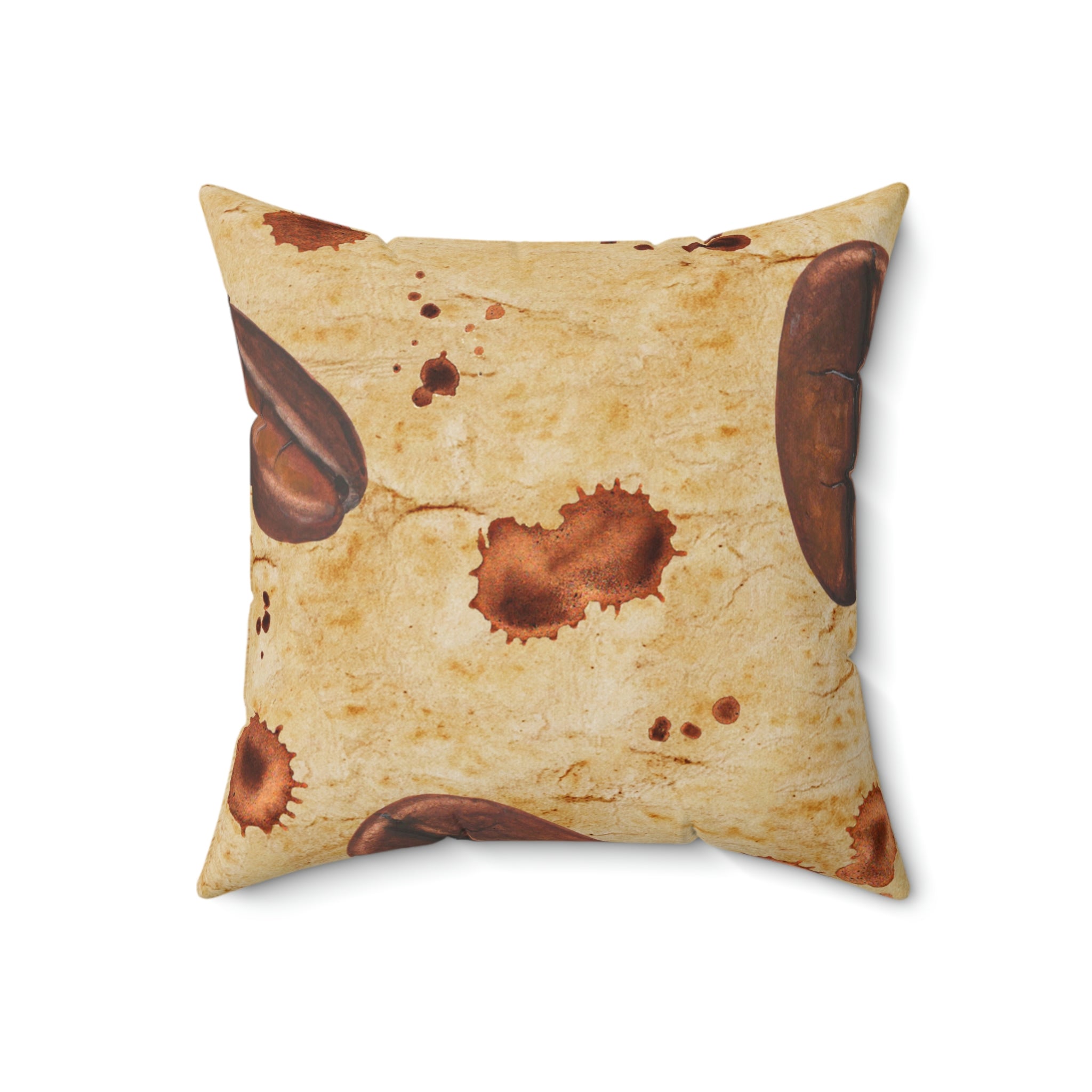 Vintage Coffee Beans Square Pillow Home Decor Pink Sweetheart