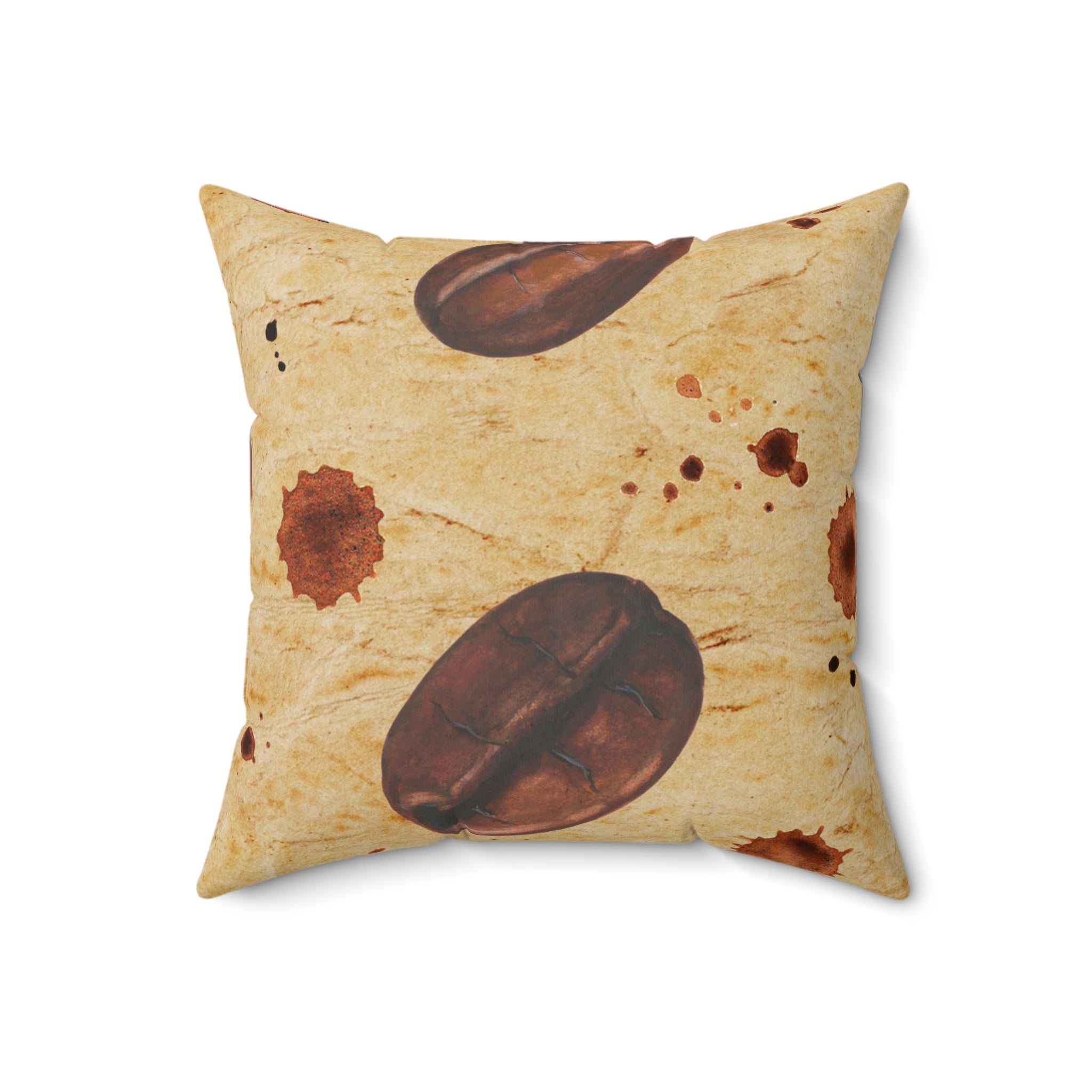 Vintage Coffee Beans Square Pillow Home Decor Pink Sweetheart