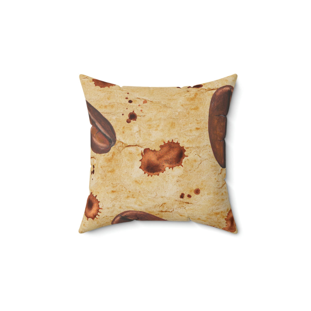 Vintage Coffee Beans Square Pillow Home Decor Pink Sweetheart