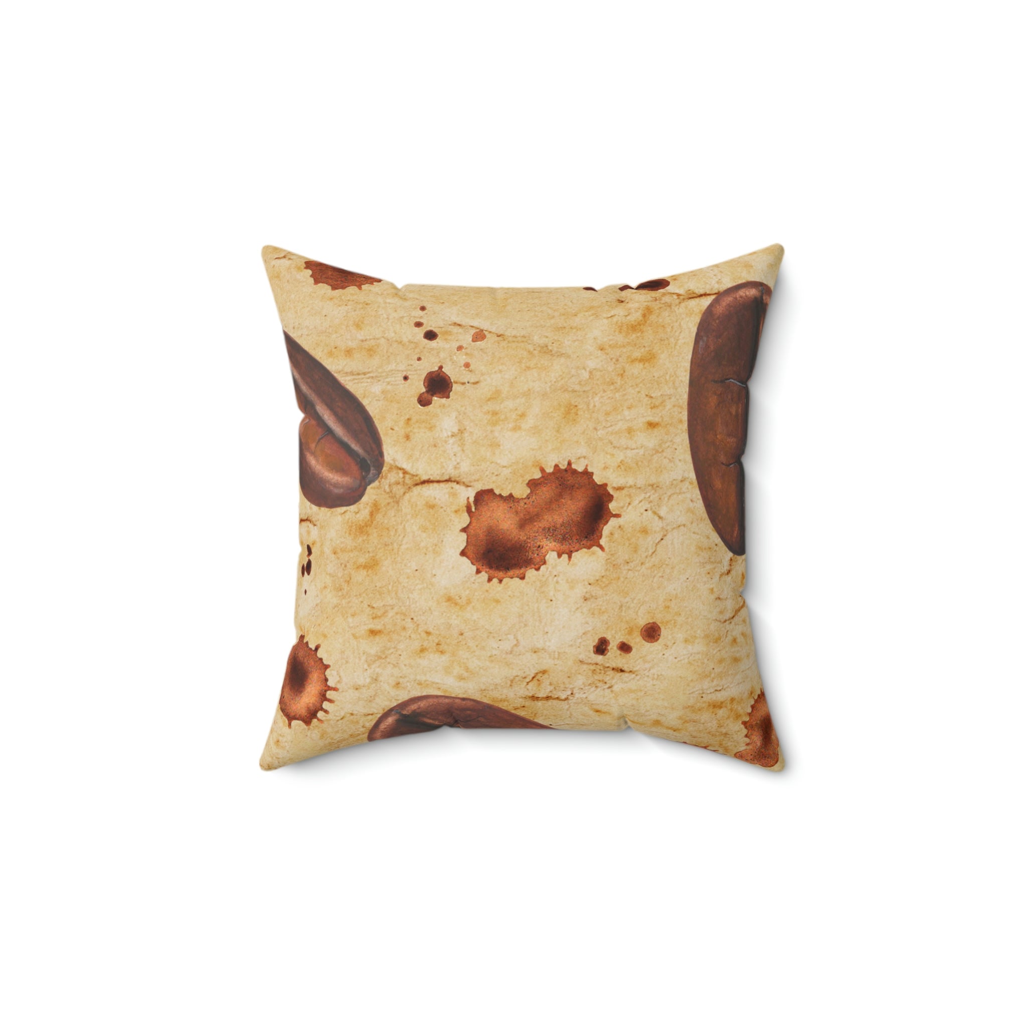 Vintage Coffee Beans Square Pillow Home Decor Pink Sweetheart