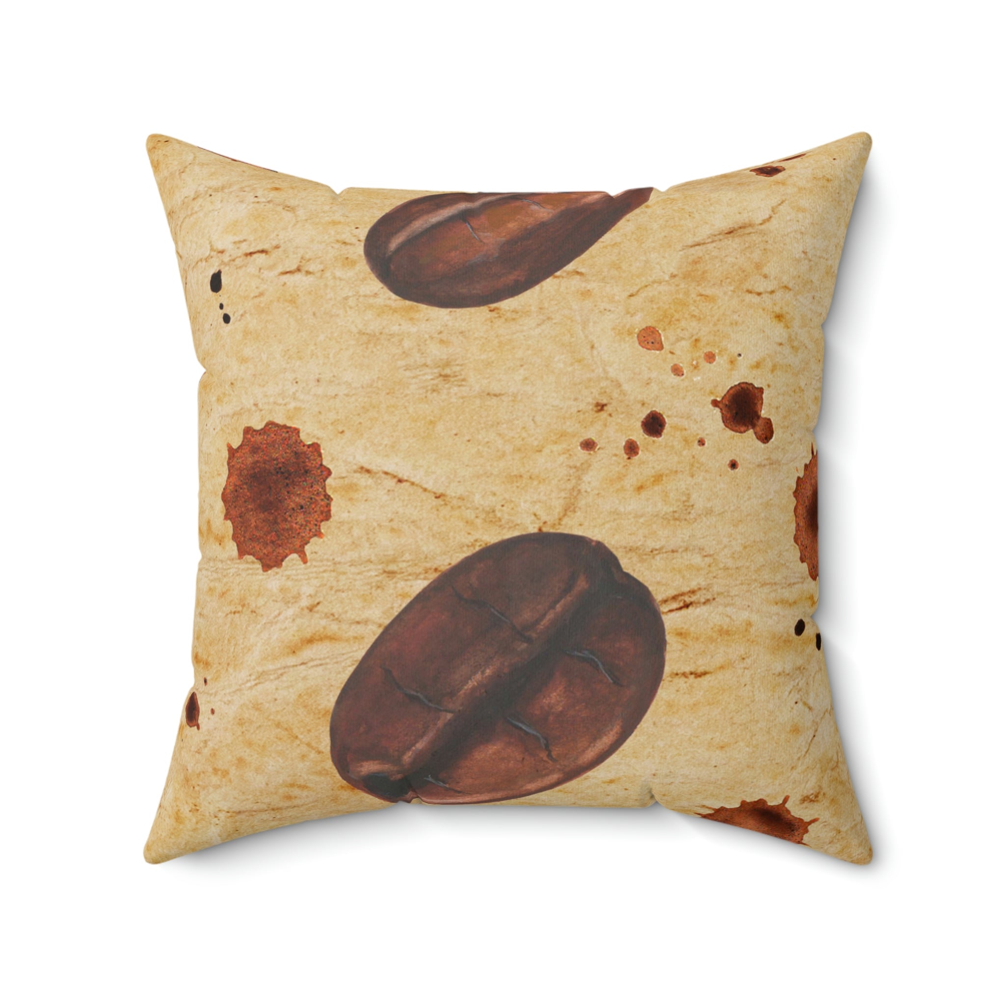 Vintage Coffee Beans Square Pillow Home Decor Pink Sweetheart