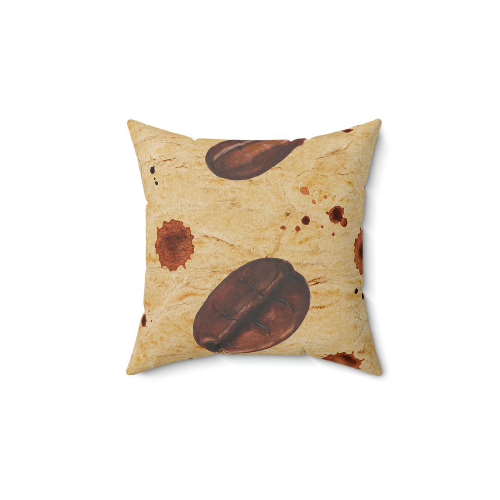 Vintage Coffee Beans Square Pillow Home Decor Pink Sweetheart