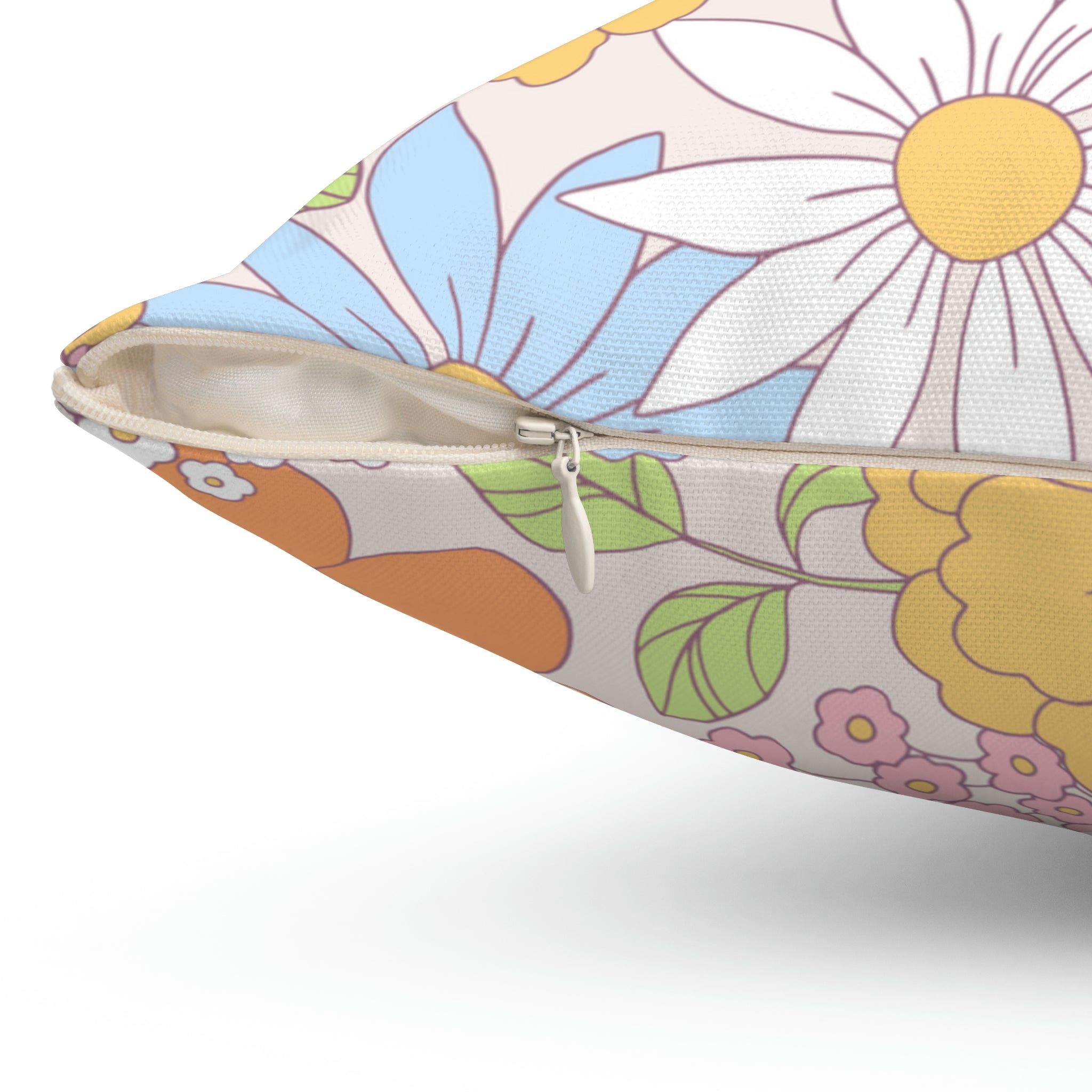 Vintage Hippie Florals Square Pillow Home Decor Pink Sweetheart
