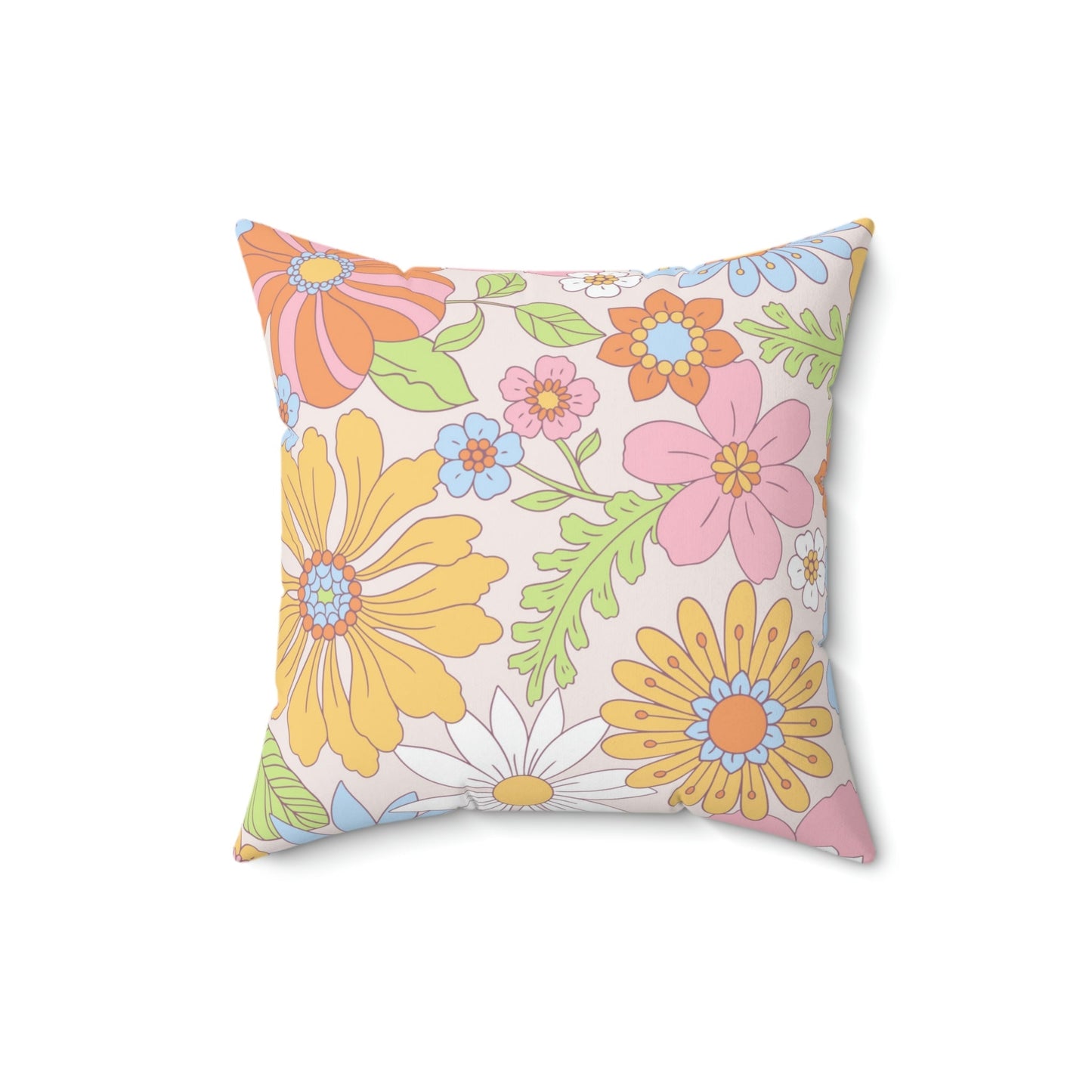 Vintage Hippie Florals Square Pillow Home Decor Pink Sweetheart