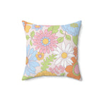 Vintage Hippie Florals Square Pillow Home Decor Pink Sweetheart