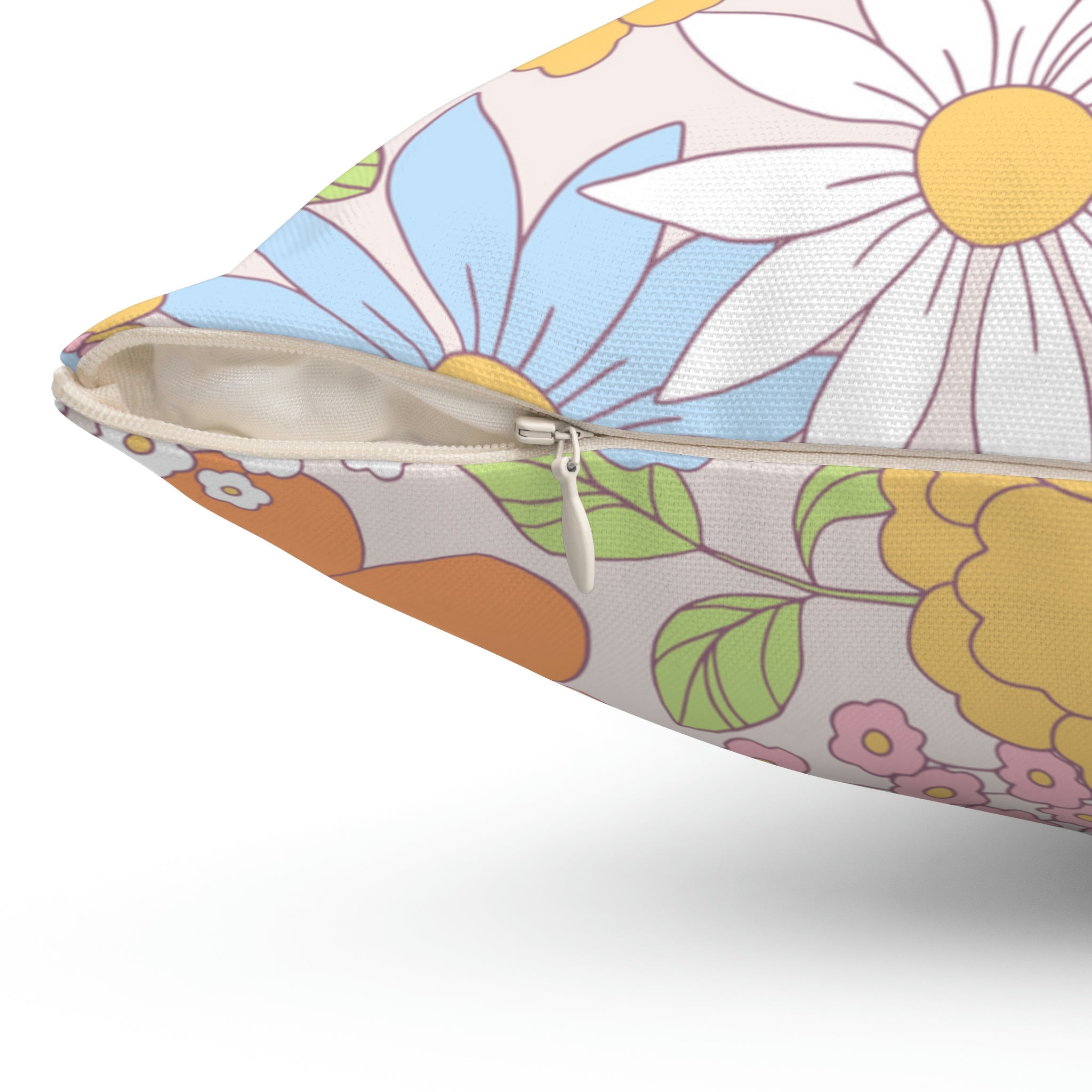 Vintage Hippie Florals Square Pillow Home Decor Pink Sweetheart