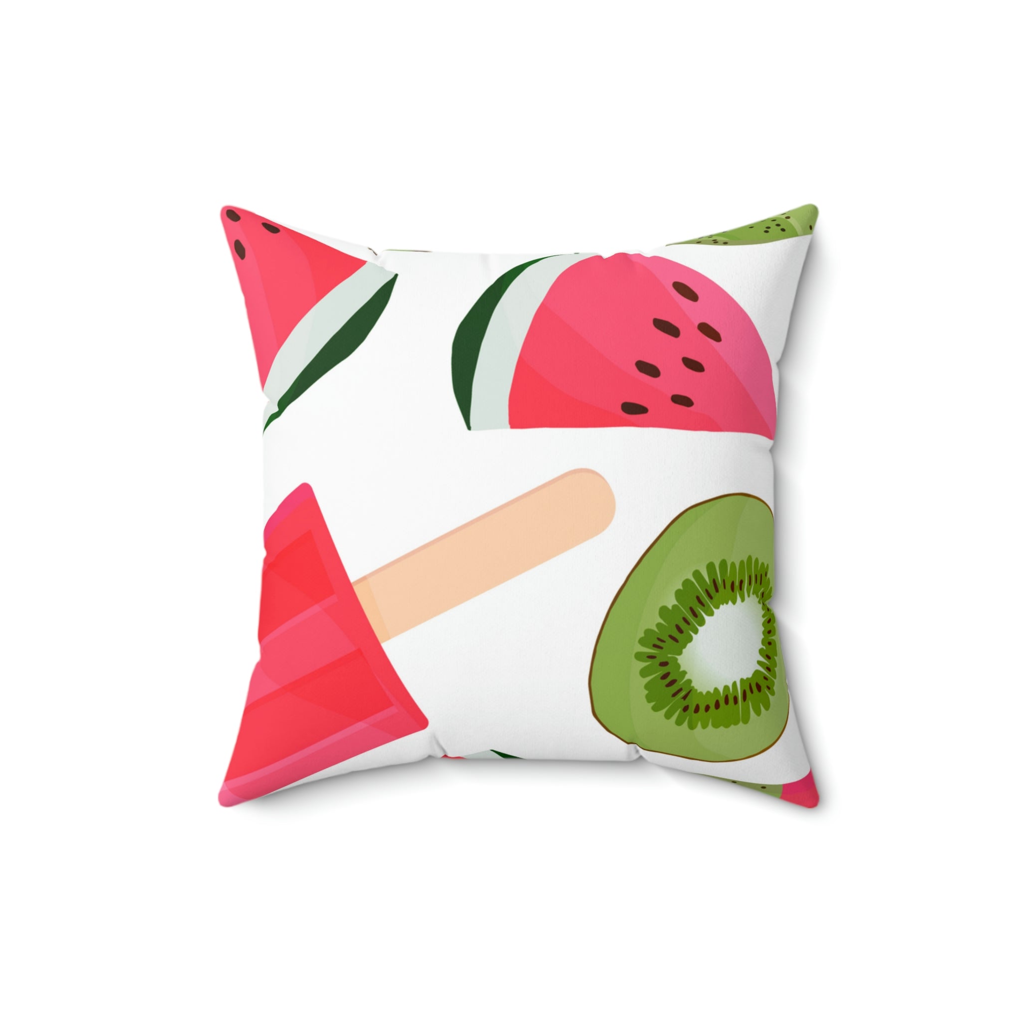 Watermelon Kiwi Square Pillow Home Decor Pink Sweetheart