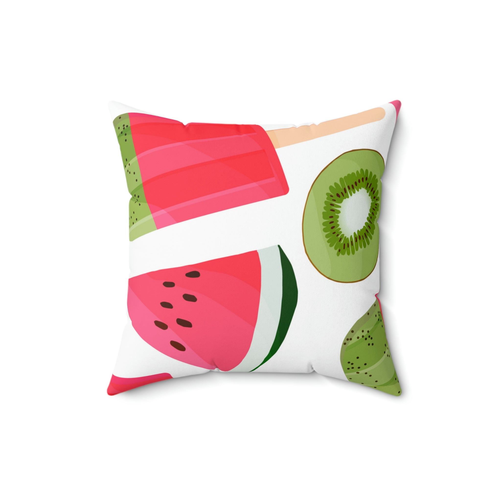 Watermelon Kiwi Square Pillow Home Decor Pink Sweetheart