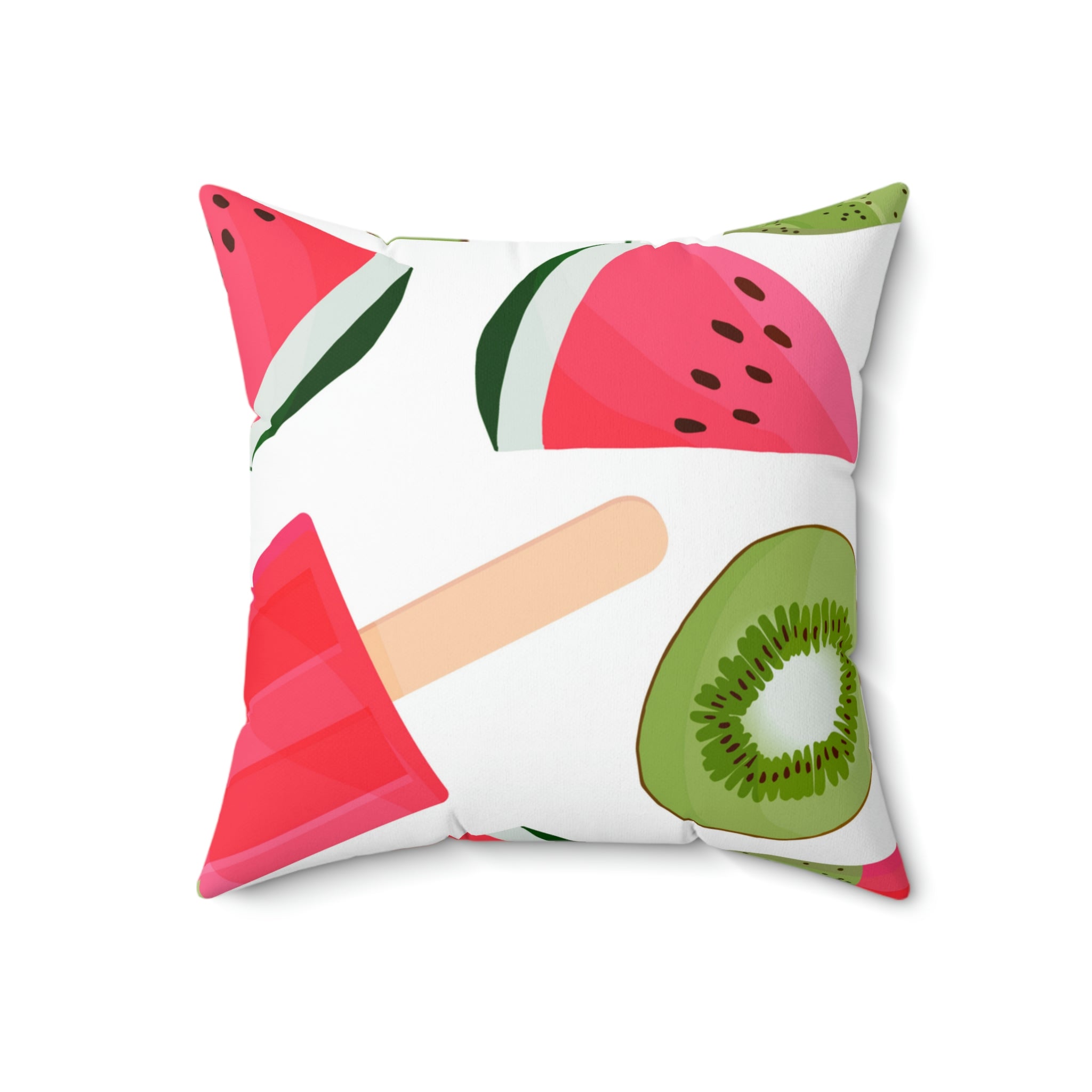 Watermelon Kiwi Square Pillow Home Decor Pink Sweetheart