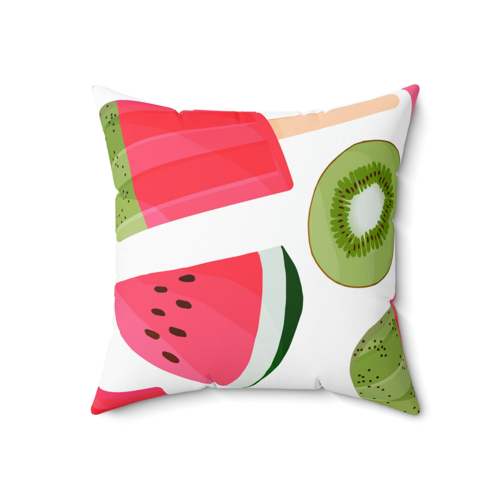 Watermelon Kiwi Square Pillow Home Decor Pink Sweetheart