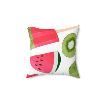 Watermelon Kiwi Square Pillow Home Decor Pink Sweetheart