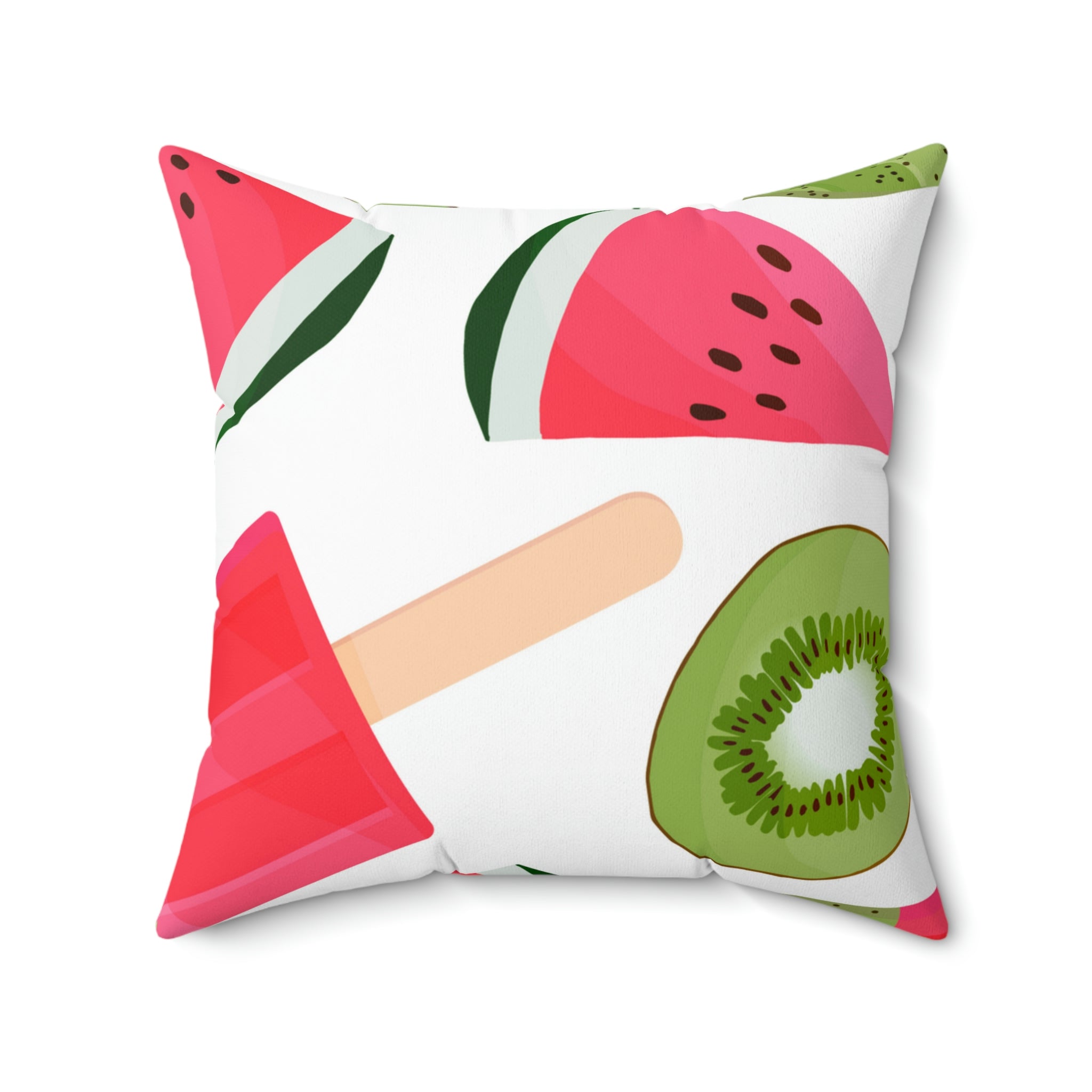 Watermelon Kiwi Square Pillow Home Decor Pink Sweetheart