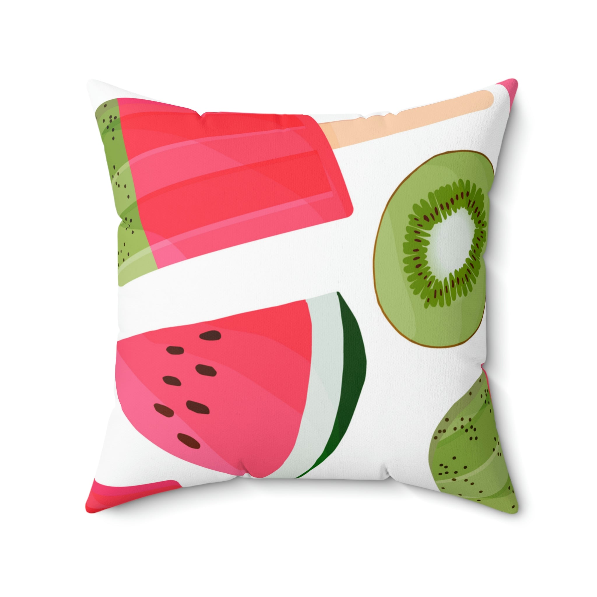 Watermelon Kiwi Square Pillow Home Decor Pink Sweetheart