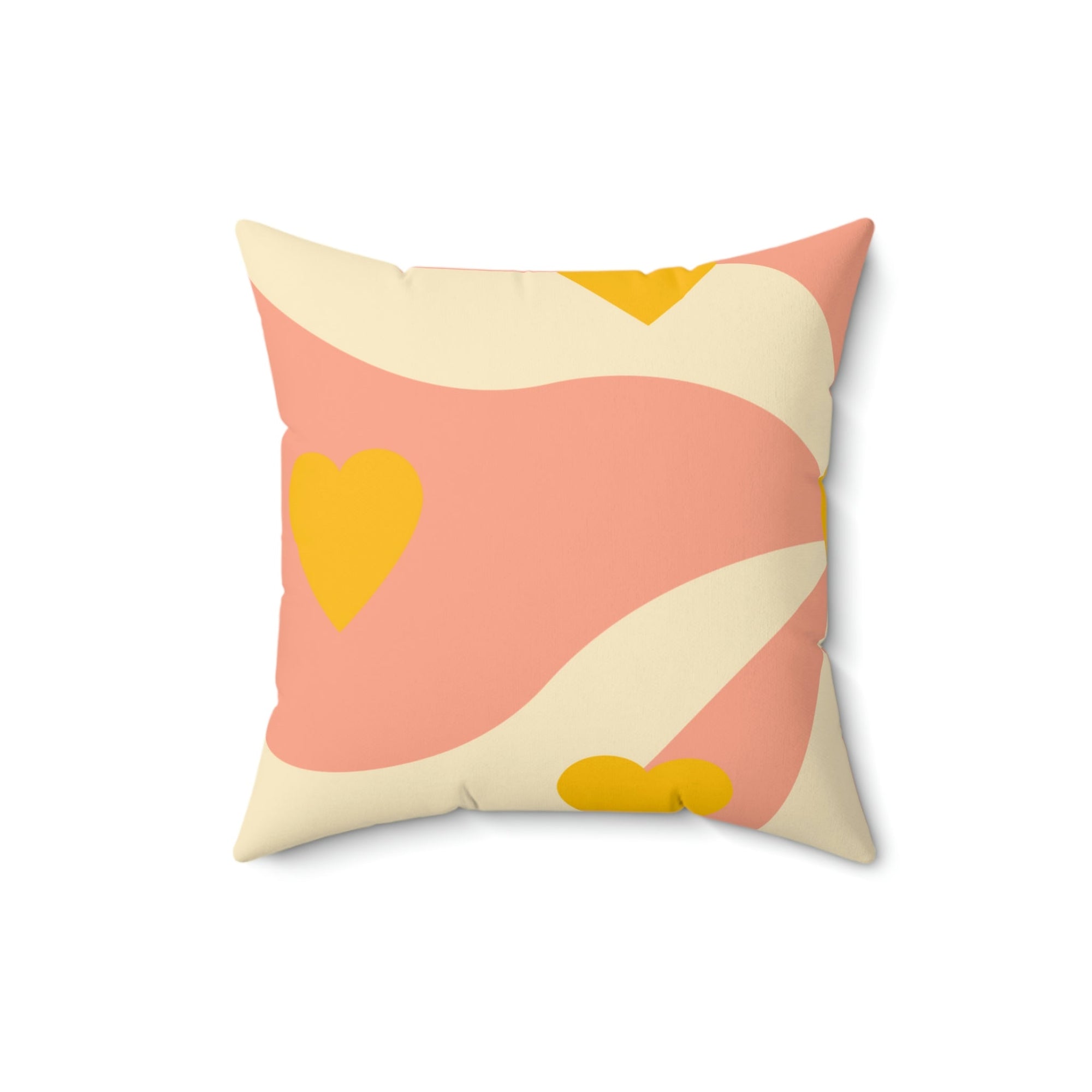 Wave of Hearts Square Pillow Home Decor Pink Sweetheart