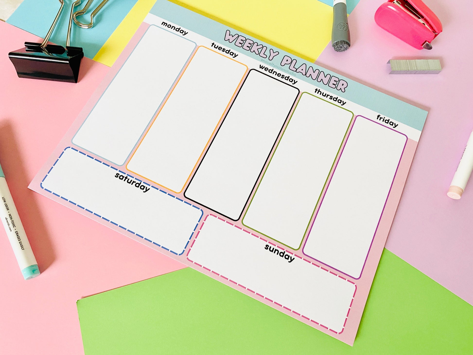 Weekly Planner Pastel Stationery Notepad Notebooks & Notepads Pink Sweetheart