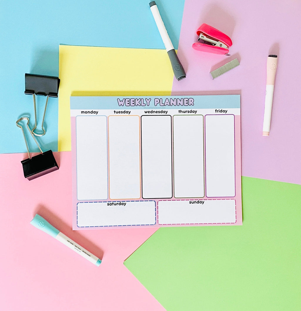 Weekly Planner Pastel Stationery Notepad Notebooks & Notepads Pink Sweetheart
