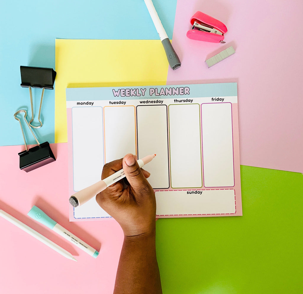 Weekly Planner Pastel Stationery Notepad Notebooks & Notepads Pink Sweetheart