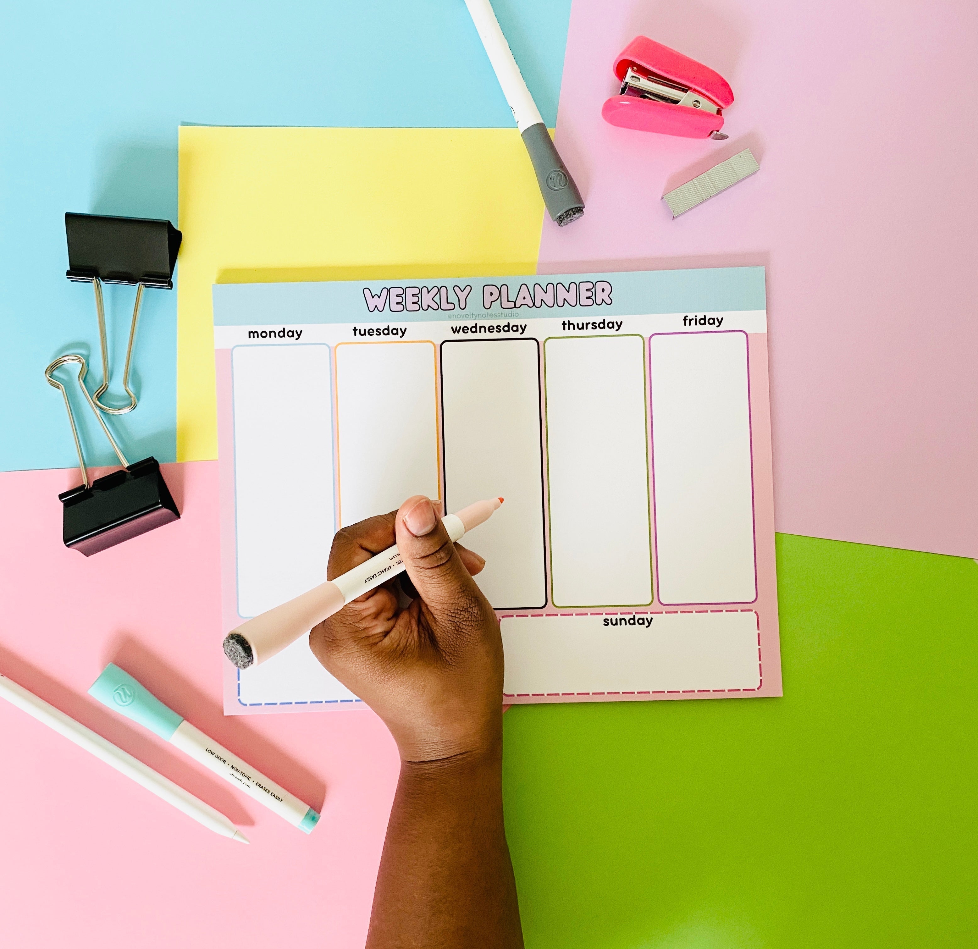 Weekly Planner Pastel Stationery Notepad Notebooks & Notepads Pink Sweetheart