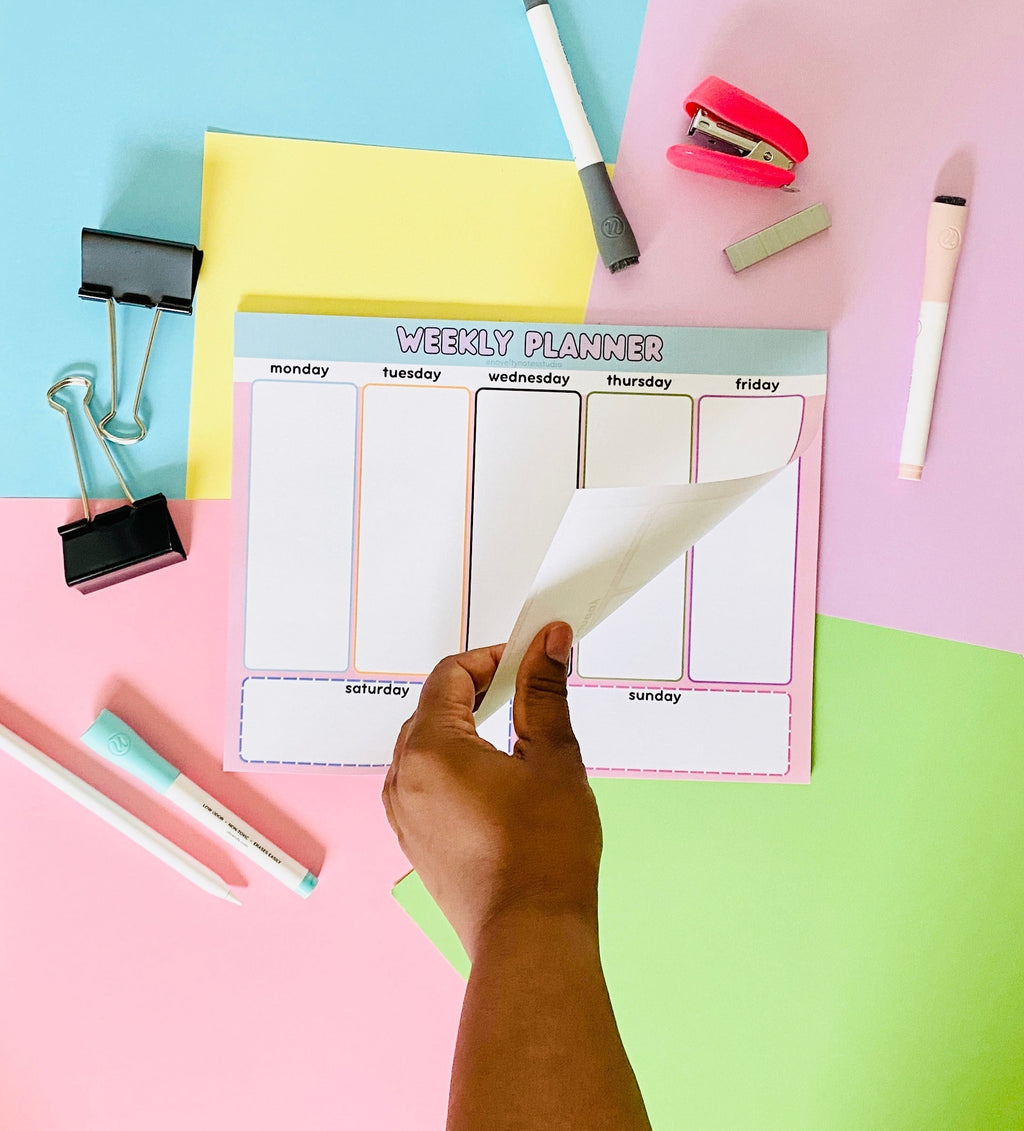 Weekly Planner Pastel Stationery Notepad Notebooks & Notepads Pink Sweetheart