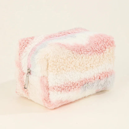 Wool Fur Color Splash Makeup Bag Pouch Cosmetic & Toiletry Bags Pink Sweetheart