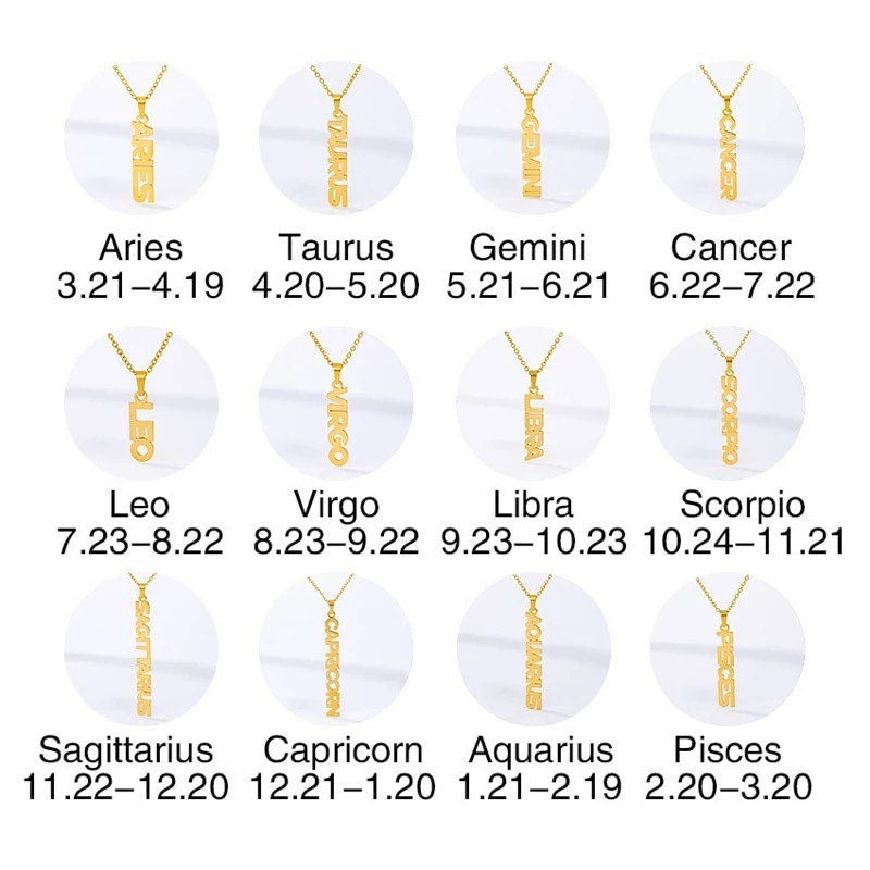 Zodiac Stainless Steel Gold Plated Necklace Necklaces Pink Sweetheart