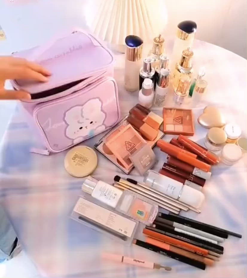 large jumbo kawaii makeup bag with cute character vidoe
