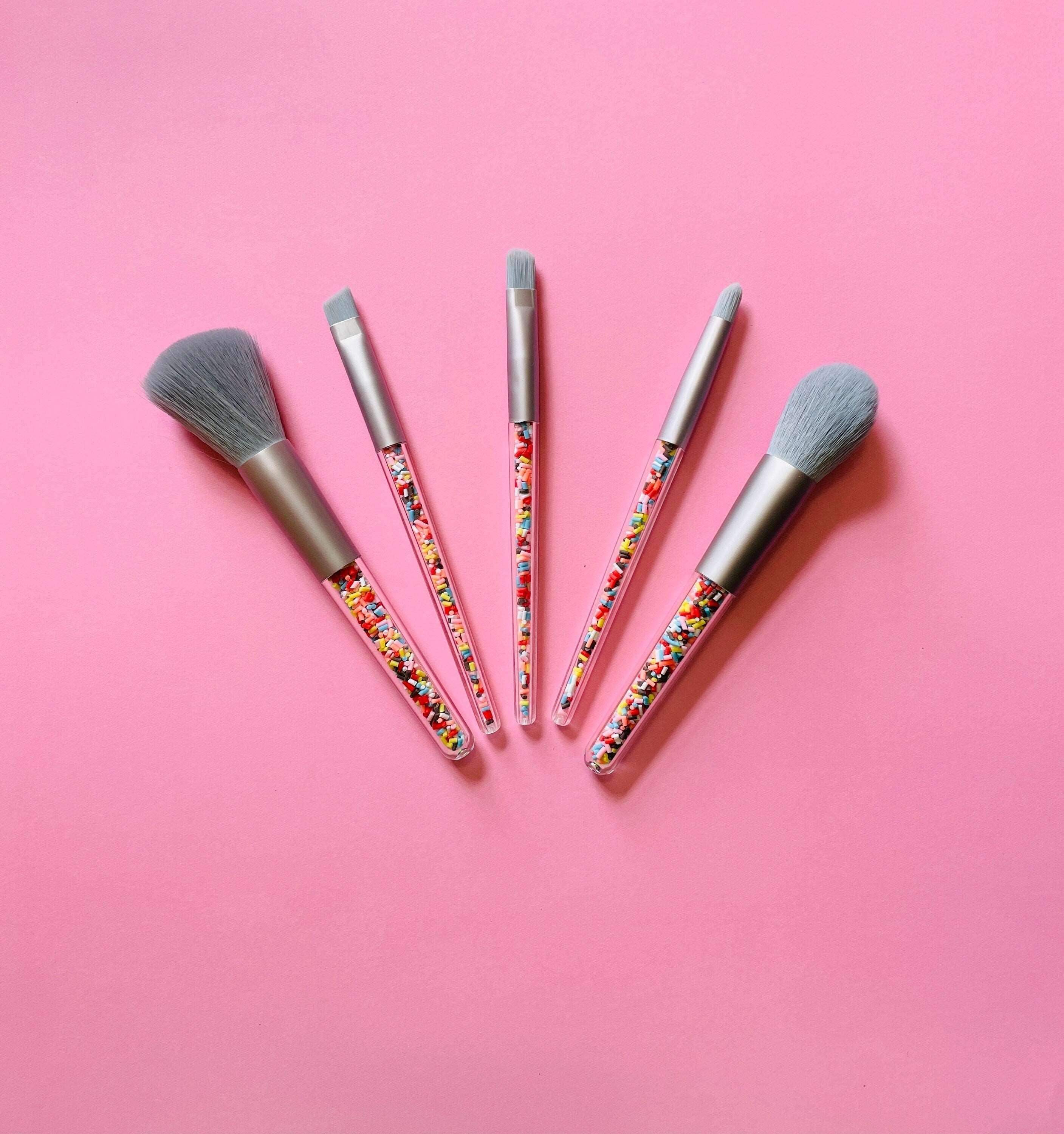 Birthday Cupcake Sprinkles Makeup Brushes - Silver / 5 Brushes