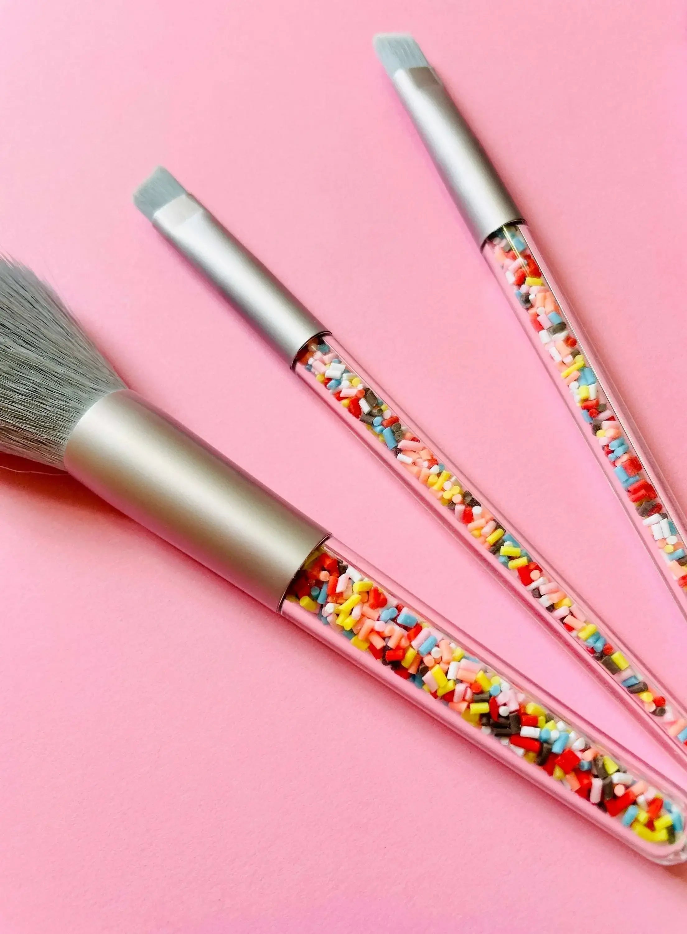 Birthday Cupcake Sprinkles Makeup Brushes - Silver / 8 Brushes