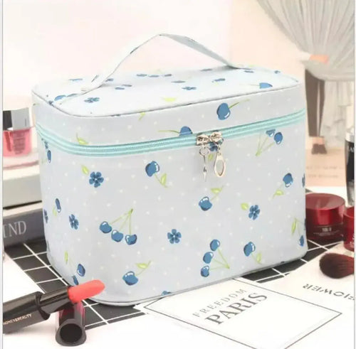 Blue Cherry Cosmetic Makeup Bag